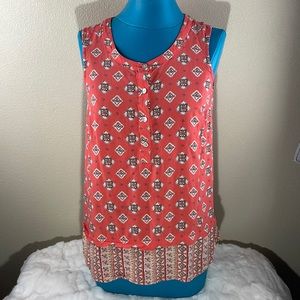 J.Jill orange sleeveless top v-neck floral pattern‎ bobo size XSmall